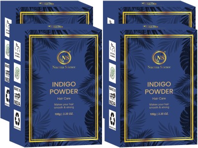 Nuerma Science Indigo Powder For Strong Smooth Black Hair Color (Pack of 4, 100 GM Each) , Blue