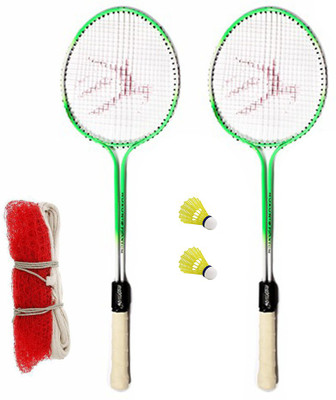 CLOVERBYTE Multicolour Badminton kit Set Of 2 Piece Racquet with 2 Piece Plastic ShuttleCock And Badminton Net Badminton Kit
