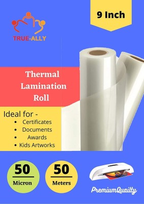 True-Ally Thermal Lamination roll, 50 Micron, A4 Size Clear Glossy Transparent Waterproof Pouch Sheet. A4 Laminating Sheet(50 mil Pack of 1)