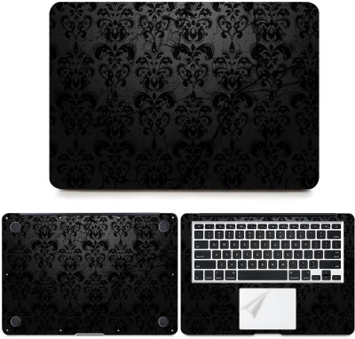 FineArts Fullbody 4 in 1 Precision Cut Laptop Skin Wrap (Top, Bottom, Around Keyboard, Trackpad Protector) Decal Vinyl Sticker Compatible for MacBook Air 13 Inch, Model A1466 / A1369, Release 2010 - 2017 - Black Floral Metal Spiral Self Adhesive Vinyl Laptop Decal 13