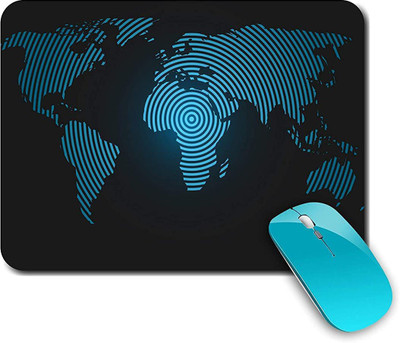ZORI World Map with Blue Circles Gaming Mouse Pad - Computer Laptop PC| WFH Office | Anti-Skid, Anti-Slip, Rubber Base Non Slip Base Mousepad(Map&10_CIRCULAR_BLUE)
