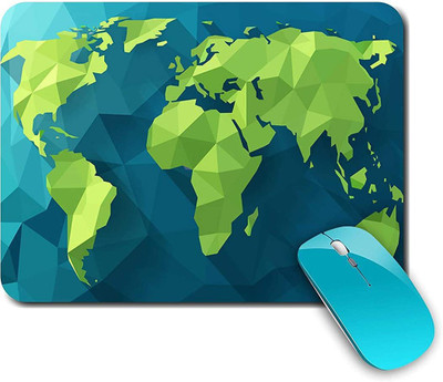 ZORI World Map Polygons Green Gaming Mouse Pad - Computer Laptop PC Non Slip Base Mousepad(Map&09_POLYGON_GREEN)