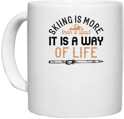 UDNAG White Ceramic Coffee / Tea 'Skiing | Skiing is more than a sport, it is a way of life' Perfect for Gifting [330ml] Ceramic Coffee Mug(330 ml)