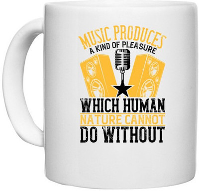 UDNAG White Ceramic Coffee / Tea 'Dancing | Music produces a kind of pleasure which human nature cannot do without' Perfect for Gifting [330ml] Ceramic Coffee Mug(330 ml)