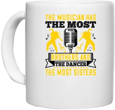 UDNAG White Ceramic Coffee / Tea 'Dancing | The musician has the most brothers, and the dancer the most sisters' Perfect for Gifting [330ml] Ceramic Coffee Mug(330 ml)