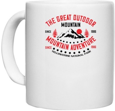 UDNAG White Ceramic Coffee / Tea 'Adventure Mountain | the great outdoor mountain since 1986 mountain adventure since 1986' Perfect for Gifting [330ml] Ceramic Coffee Mug(330 ml)
