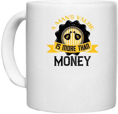 UDNAG White Ceramic Coffee / Tea 'Job | A man's value is more than money' Perfect for Gifting [330ml] Ceramic Coffee Mug(330 ml)