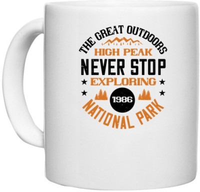 UDNAG White Ceramic Coffee / Tea 'Adventure Mountain | the great outdoor mountain since 1986' Perfect for Gifting [330ml] Ceramic Coffee Mug(330 ml)