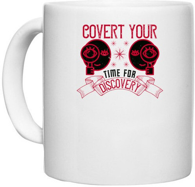 UDNAG White Ceramic Coffee / Tea 'Job | Covert your time for discovery' Perfect for Gifting [330ml] Ceramic Coffee Mug(330 ml)