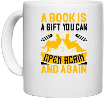 UDNAG White Ceramic Coffee / Tea 'Reading | A book is a gift you can open again and again' Perfect for Gifting [330ml] Ceramic Coffee Mug(330 ml)