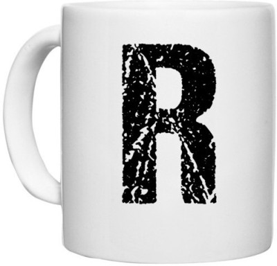 UDNAG White Ceramic Coffee / Tea 'Alphabet | R' Perfect for Gifting [330ml] Ceramic Coffee Mug(330 ml)