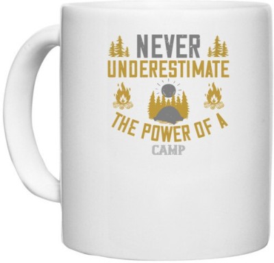 UDNAG White Ceramic Coffee / Tea 'Adventure Mountain | never underestimate the power of a camp' Perfect for Gifting [330ml] Ceramic Coffee Mug(330 ml)