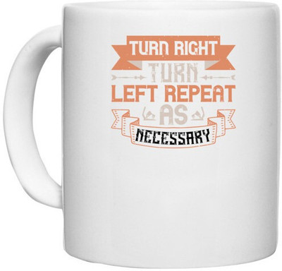 UDNAG White Ceramic Coffee / Tea 'Skiing | Turn right. Turn left. Repeat as necessary' Perfect for Gifting [330ml] Ceramic Coffee Mug(330 ml)