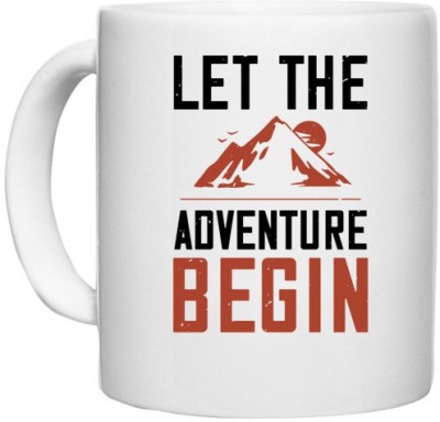 UDNAG White Ceramic Coffee / Tea 'Adventure Mountain | let the adventure begin' Perfect for Gifting [330ml] Ceramic Coffee Mug(330 ml)
