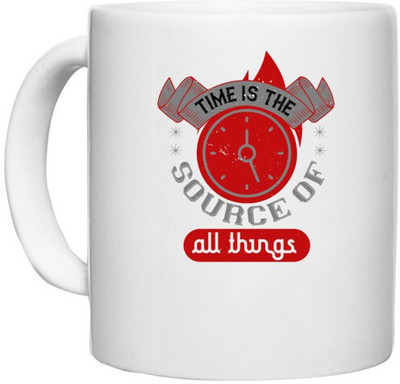 UDNAG White Ceramic Coffee / Tea 'Job | Time is the source of all things' Perfect for Gifting [330ml] Ceramic Coffee Mug(330 ml)