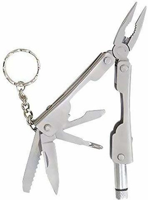 VINAL 9-in-1 Multifunction Foldable Titanium Coated Micro Pliers Tool Kit Mini Pocket Multitool for Camping, Sports, Hardware with LED Flash Light & Key Ring Multi Utility Plier(9 Tools, Silver) VINAL 9-in-1 Multifunction Foldable Titanium Coated Micro Pliers Tool Kit Mini Pocket Multitool for Camping, Sports, Hardware with LED Flash Light & Key Ring Multi Utility Plier(9 Tools, Silver)