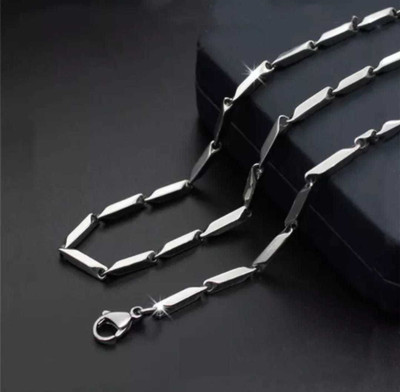 Morbih Silver Rice Design Neck Chain For Men & Boys Titanium Plated Stainless Steel Chain