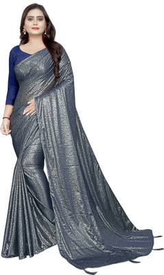 HARPITA Digital Print Bollywood Lycra Blend Saree(Dark Blue)