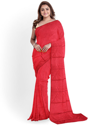Arpita Fashion Solid/Plain Bollywood Silk Blend Saree(Red)