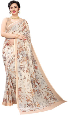 SHREEJI SUBLIMATION Printed Bollywood Chiffon Saree(Beige)