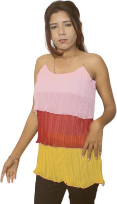 Amreen Casual Self Design Women Pink, Yellow, Red Top
