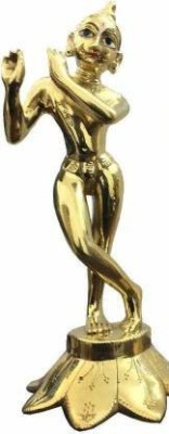 vrindavan shopi Brass Made Krishna Idol/ Golden Krishna Statue/Radha Raman Idol for Home and Office Temple 900gms Decorative Showpiece  -  10 cm(Brass, Gold)