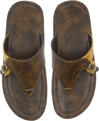 Revibe Men Flip Flops(Brown , 9)