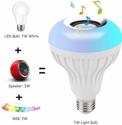 NEELTREDE 12W LED Bulb RGB Light Wireless Bluetooth Audio Speaker Music Playing with Siri Assistant Smart Speaker(Multicolor)