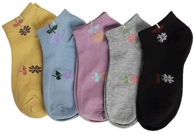 Sting Bee Women Floral Print Low Cut(Pack of 5)