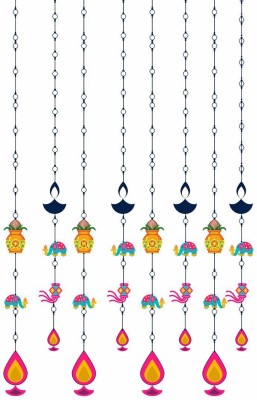 CVANU 90 cm Beautiful Kalash And Diya Printed Wall Hanging Sticker To Increase The Charm Of Your Wall On Any Pooja Occasion(pack of 8) Size 90cmx60cm Self Adhesive Sticker(Pack of 8)