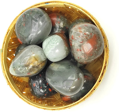 Plus Value Premium Indian Blood Stone Tumbled 200gm in Basket Regular Asymmetrical Crystal Stone(Multicolor 200 g)