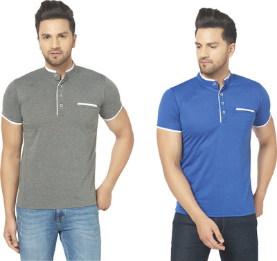 Jangoboy Solid Men Henley Neck Multicolor T-Shirt