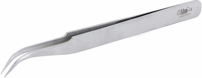 alis SS 7 Number Stainless Steel Non-Magnetic Precision Tweezer with Very-Fine Point Bent Tip False Eye Lashes, Nail Art- Manicure or Electronic Assembly Tool Set of 1 Pcs