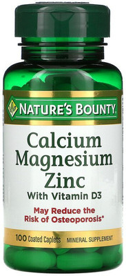 Nature's Bounty Calcium Magnesium Zinc with Vitamin D3, 100 Coated Caplets(100 Capsules)
