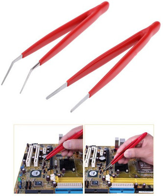 Luxuro Tweezers With Insulated (Set of 2 Pcs) Straight & Curved , Length 150mm