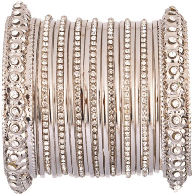 Efulgenz Alloy Rhodium Bangle Set(Pack of 25)