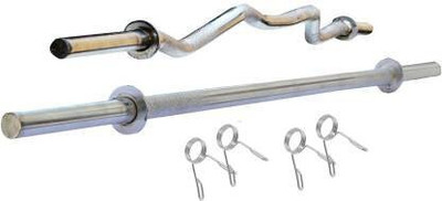 HACKERX 5Ft Straight + 4Ft Curl - 23mm Weight Lifting Bar(Silver)