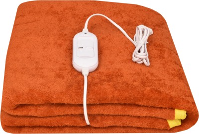 ARCOVA HOME Solid Single Electric Blanket for  Heavy Winter(Polyester, Orange)