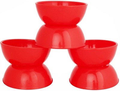 Mehul Plastic Soup Bowl Small Round Plastic Bowl Set, Microwave Safe Bowl, BPA Free, Food Grade, Unbreakable for Kitchen and Home. Capacity- 150 ml(Pack of 6, Red)
