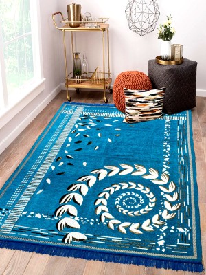 TruewalleT Light Blue Chenille Carpet(4 cm,  X 7 cm, Rectangle)