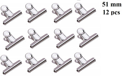True-Ally Big 51 mm 2inch Size Paper Round Binder Bulldog Clip clamp for Office, Home, School, Institutions Pack of 12 Clips | Stainless Steel | 51 mm Steel Bulldog clip(Set of 12, Silver) True-Ally Big 51 mm 2inch Size Paper Round Binder Bulldog Clip clamp for Office, Home, School, Institutions Pack of 12 Clips | Stainless Steel | 51 mm Steel Bulldog clip(Set of 12, Silver)