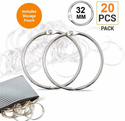 True-Ally 20 Pcs 32mm 3 cm Multipurpose Book Binder Rings, Metal Iron Nickel Plated Loose Leaf Rings. Used as Books Ring, Binders Ring, Index Cards and Craft Rings.(Pack of 20, 32mm Size) 32 mm Steel Spiral Clip(Set of 20, Silver)