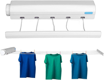 JENY Flexible Retractable Clothesline Plastic Clothes Line Automatic Telescopic Drying Rack Wall Mounted Clothes Hanging Line for Indoor Heavy Duty Rope Hanger for Drying Laundry line Outdoor Plastic, Nylon Retractable Clothesline(3 m)
