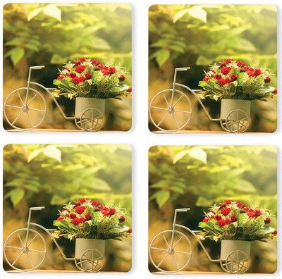 RSGiftery Square Wood Coaster Set(Pack of 4)