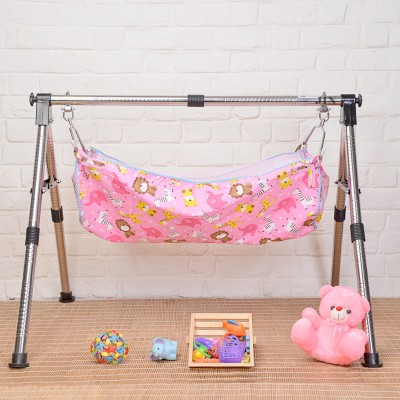 JIN Fully Foldable Cradle with Round Frame, Indian Style Ghodiyu (Black)(Black)