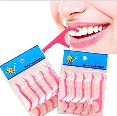 Adhvik Pack of 2 ( 40 Pcs ) Dental Tooth Pick Flossers Cleaners Head Oral Dental Hygiene Brush Tooth Cleaning Tool(Pack of 40)