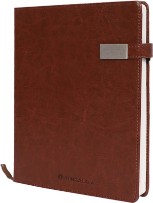 Jhingalala PU Leather Finish Hard Bound Executive Notebook Diary with Lock Regular Notebook Ruled 210 Pages(Brown)