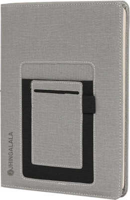 Jhingalala PU Leather Finish Hard Bound Executive Notebook Diary with Card and Pen Holder Regular Notebook Ruled 165 Pages(Grey)