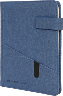 Jhingalala PU Leather Finish Hard Bound Executive Notebook Diary with Lock Regular Notebook Ruled 190 Pages(Light Blue)