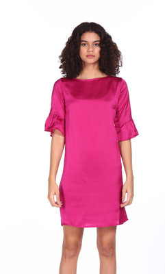 FLYING MACHINE Women A-line Pink Knee Length Dress